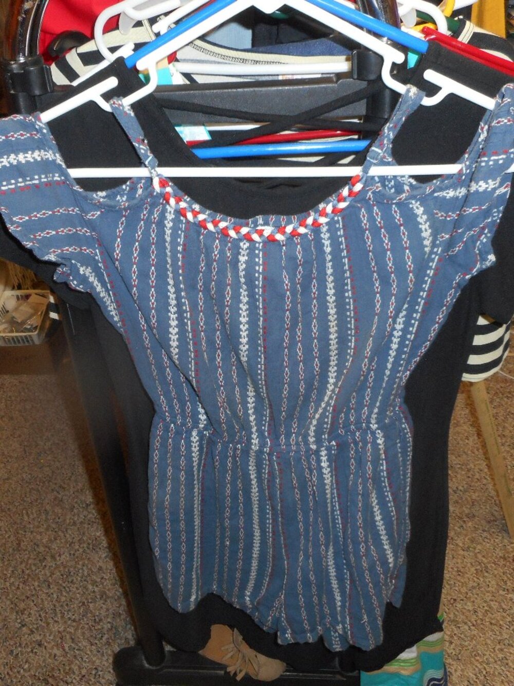 ARIZONA - women’s romper, pockets, L red & white & blue, SIZE M (10-12)